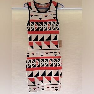 Rachel Roy fitted mini pattern dress.